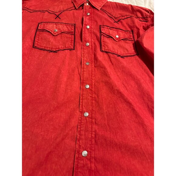 VTG Cowboy Up Embroidered Cotton Woven Snap buttons Mens L shirt flipp cuffs - Picture 9 of 16